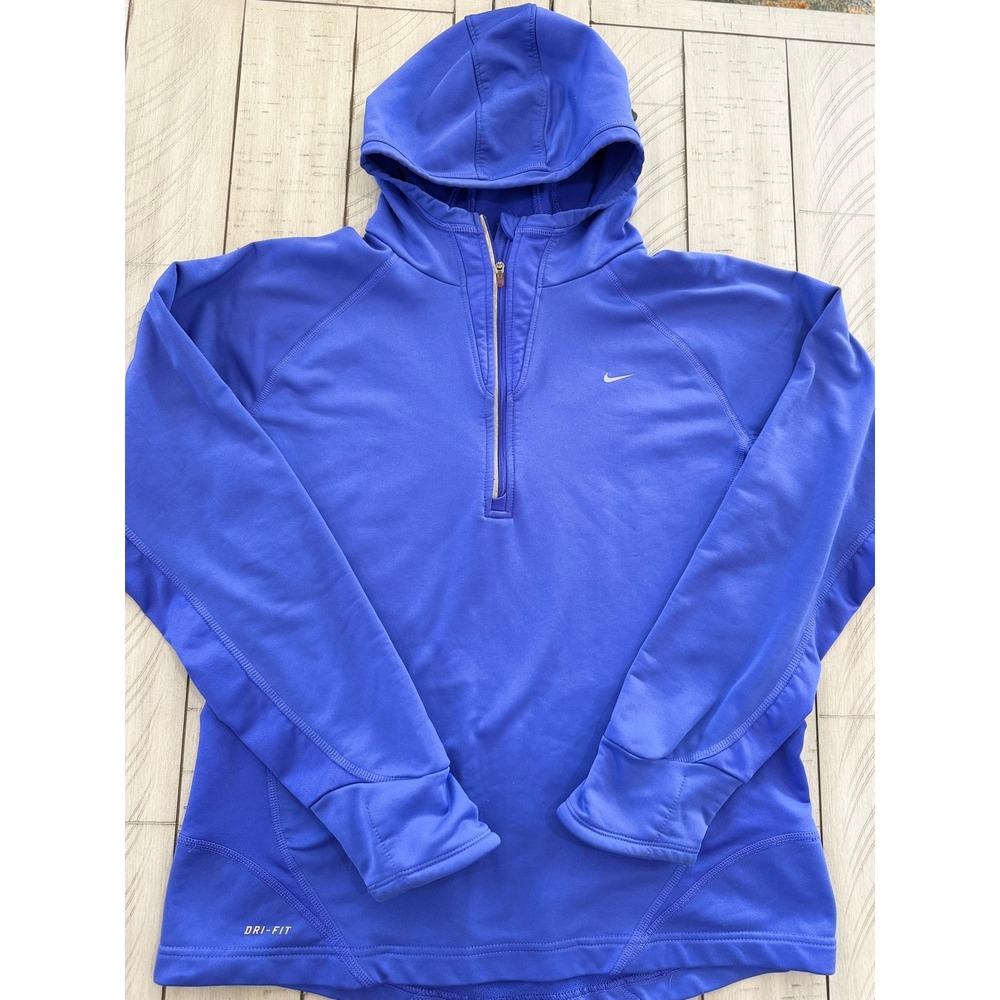 Nike Dri-FIT Womens Purple Blue Half Zip Fleece Hoodie Pullover 408091-541 M
